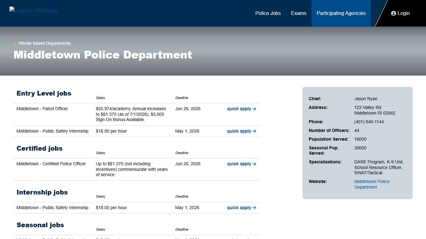Middletown RI Police Department PoliceApp