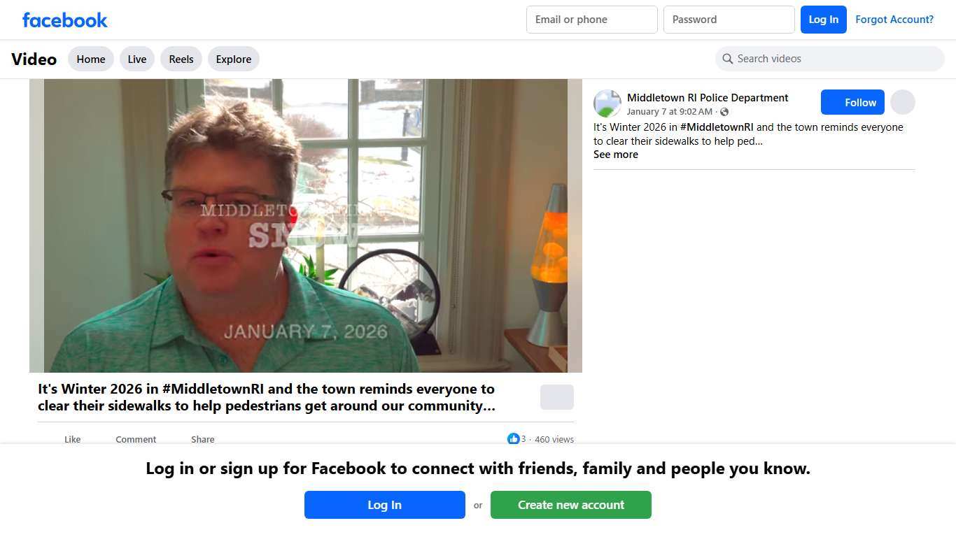 It's Winter 2026 in #MiddletownRI and the town reminds everyone to clear their sidewalks to help pedestrians get around our community safely. Visit https://mdl.town/Weather about preparing and dealing with storms and more. Middletown RI Police Department Facebook